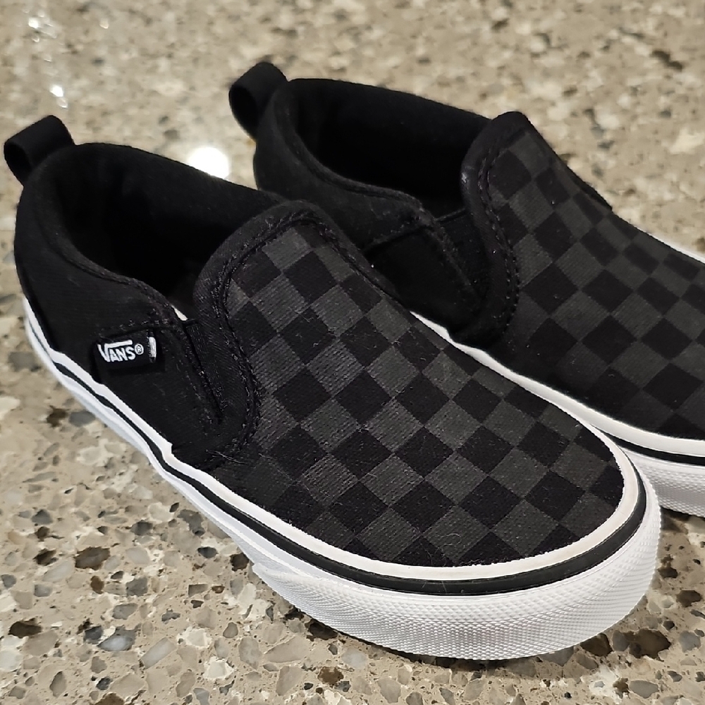 Vans Slip-On Checkerboard Sneakers - Black & Gray